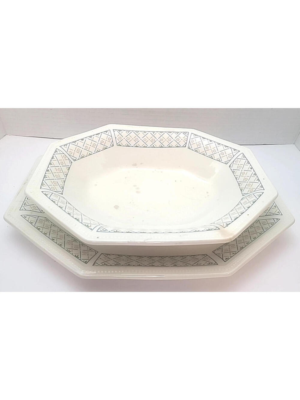 Johnson Brothers Vintage Chequers Pattern Serving Bowl And Platter England